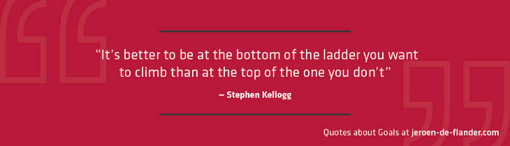 Quotes about Goals - “It’s better to be at the bottom of the ladder you want to climb than at the top of the one you don’t.” _Stephen Kellogg